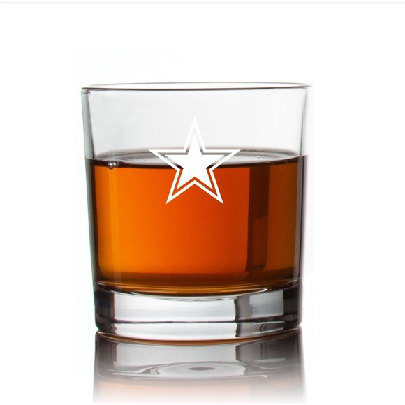 Dallas Cowboys Etched Star Glass Set 2 (14 oz) Stainless Steel Ice Cubes (6) NEW - Picture 2 of 7
